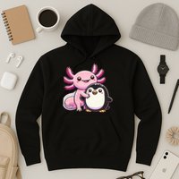 Cute Axolotl Hugging Penguin Hoodie