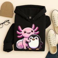 Cute Axolotl Hugging Penguin Hoodie