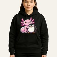 Cute Axolotl Hugging Penguin Hoodie