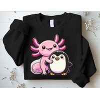 Cute Axolotl Hugging Penguin Sweatshirt