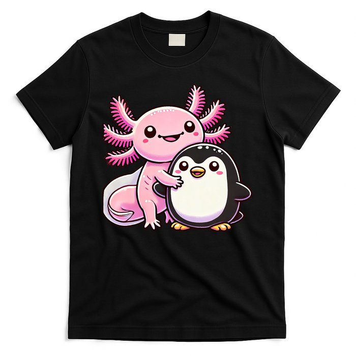 Cute Axolotl Hugging Penguin T-Shirt