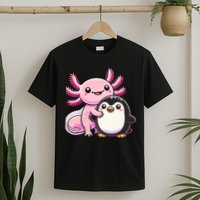 Cute Axolotl Hugging Penguin T-Shirt