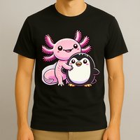 Cute Axolotl Hugging Penguin T-Shirt