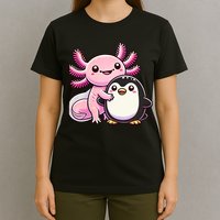 Cute Axolotl Hugging Penguin T-Shirt