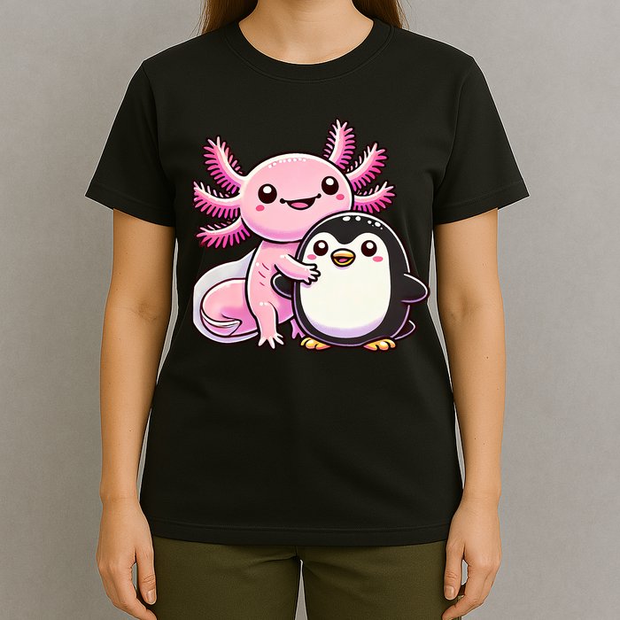 Cute Axolotl Hugging Penguin T-Shirt