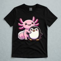 Cute Axolotl Hugging Penguin T-Shirt