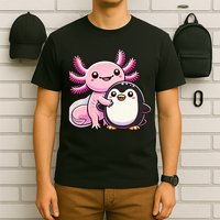 Cute Axolotl Hugging Penguin T-Shirt