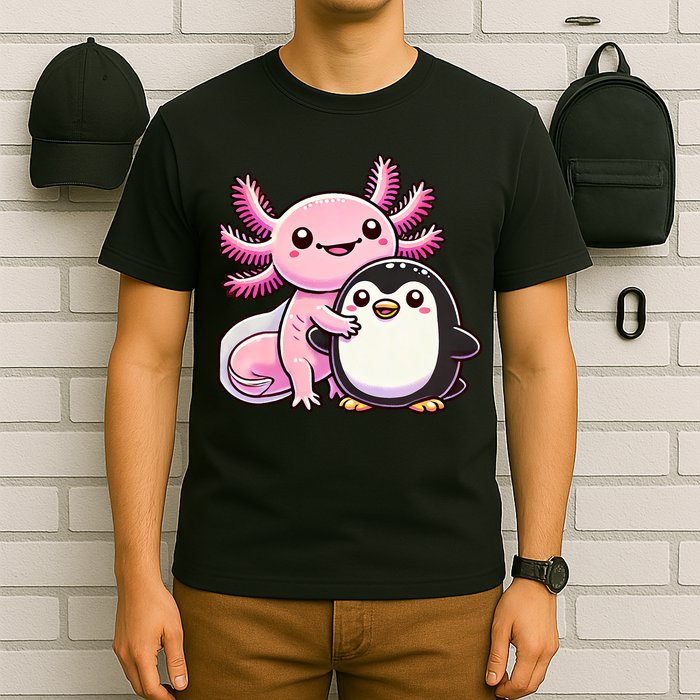 Cute Axolotl Hugging Penguin T-Shirt
