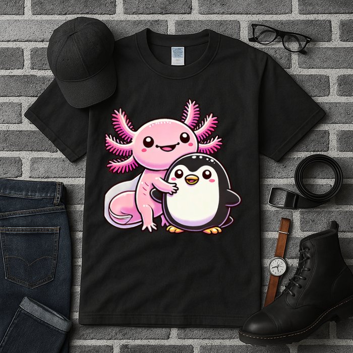 Cute Axolotl Hugging Penguin Tall T-Shirt