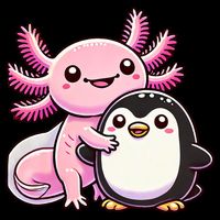 Cute Axolotl Hugging Penguin Tall T-Shirt