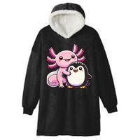 Cute Axolotl Hugging Penguin Hooded Wearable Blanket