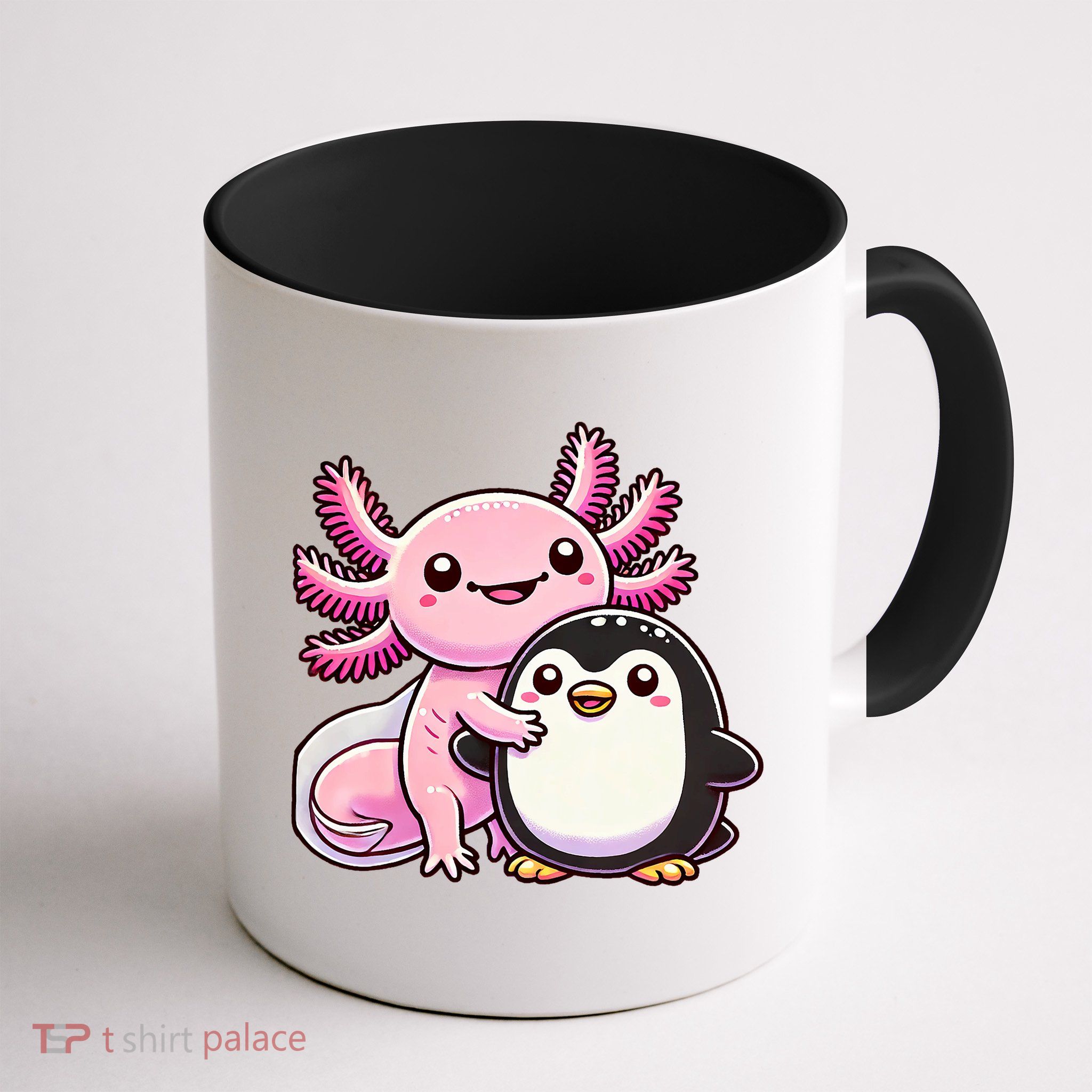 Cute Axolotl Hugging Penguin Mug