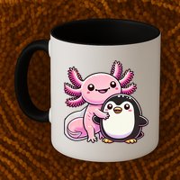 Cute Axolotl Hugging Penguin Mug