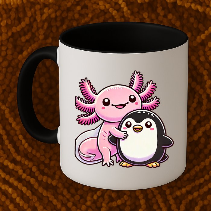 Cute Axolotl Hugging Penguin Mug