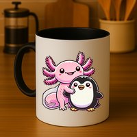 Cute Axolotl Hugging Penguin Mug