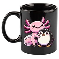 Cute Axolotl Hugging Penguin 11oz C Handle Ceramic Mug