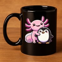 Cute Axolotl Hugging Penguin 11oz C Handle Ceramic Mug