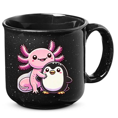 Cute Axolotl Hugging Penguin 15oz Campfire Ceramic Mug