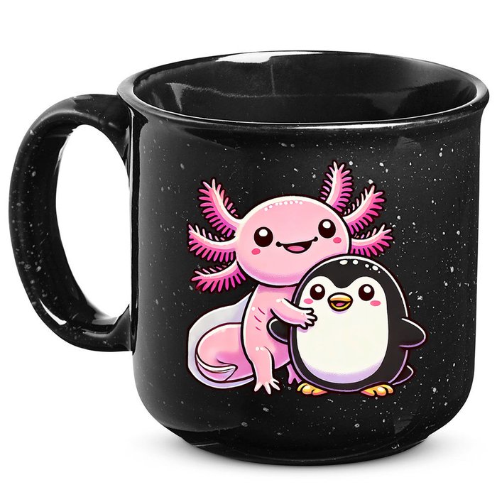 Cute Axolotl Hugging Penguin 15oz Campfire Ceramic Mug