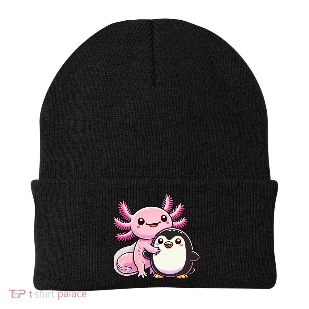 Cute Axolotl Hugging Penguin Beanie