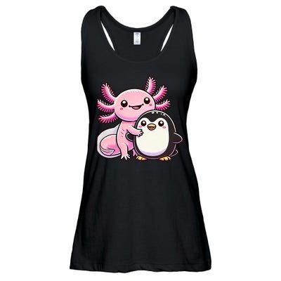 Cute Axolotl Hugging Penguin Ladies Essential Flowy Tank