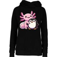 Cute Axolotl Hugging Penguin Womens Funnel Neck Pullover Hood