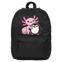 Cute Axolotl Hugging Penguin 16 in Basic Backpack