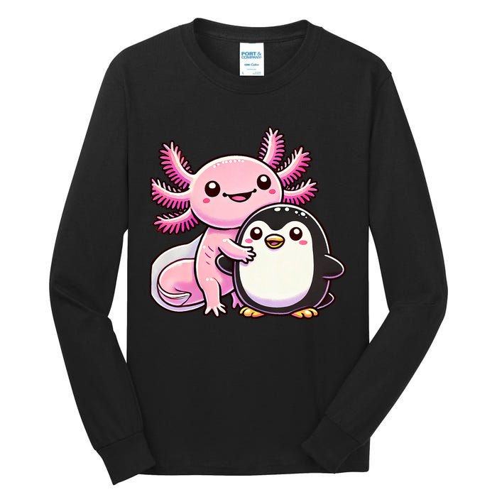 Cute Axolotl Hugging Penguin Tall Long Sleeve T-Shirt