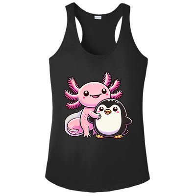 Cute Axolotl Hugging Penguin Ladies PosiCharge Competitor Racerback Tank