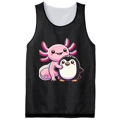 Cute Axolotl Hugging Penguin Mesh Reversible Basketball Jersey Tank