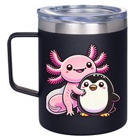 Cute Axolotl Hugging Penguin 12oz Stainless Steel Coffee Mug