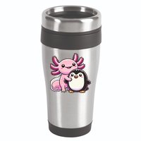Cute Axolotl Hugging Penguin 16oz Travel Tumbler