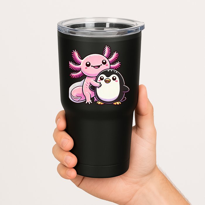 Cute Axolotl Hugging Penguin Tumbler