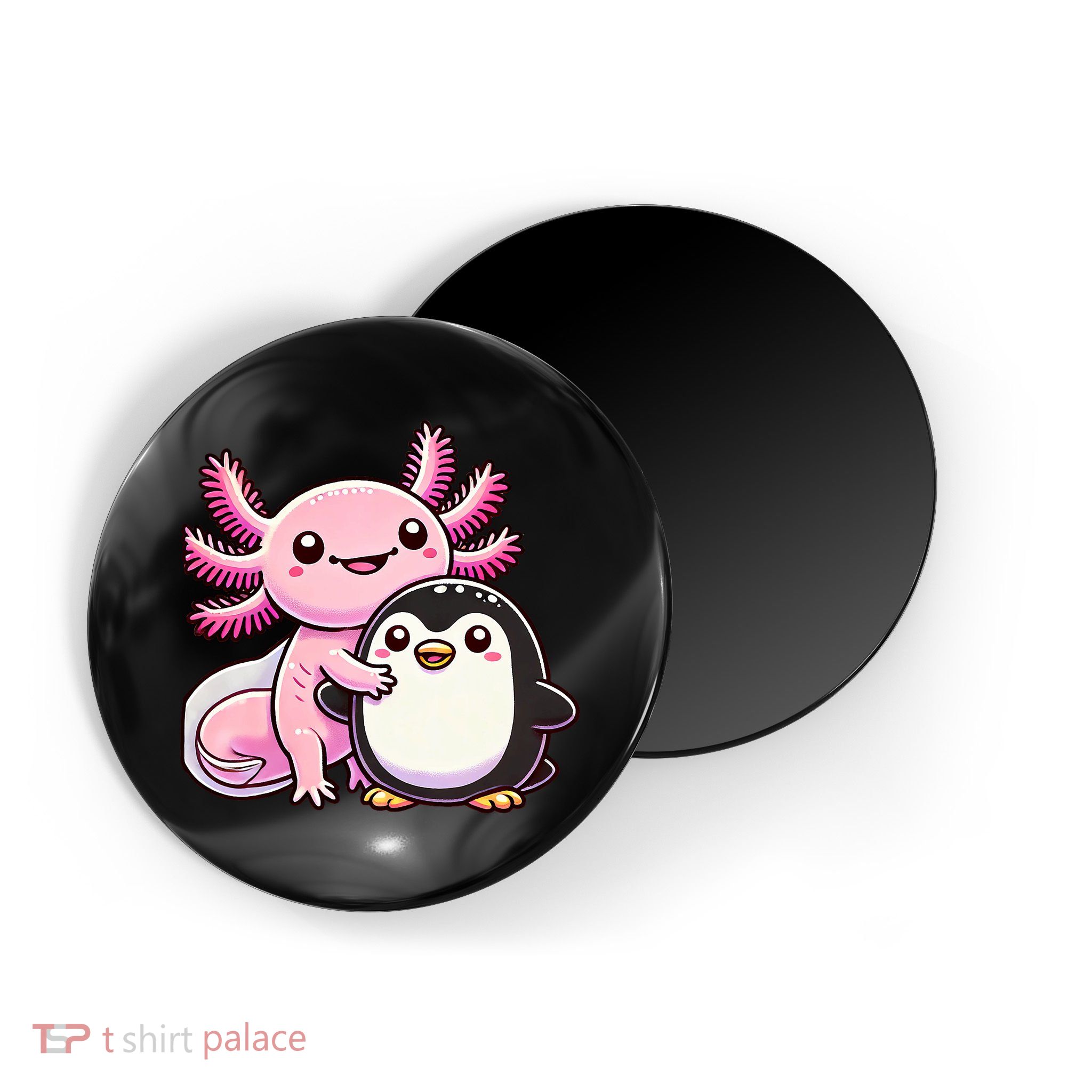 Cute Axolotl Hugging Penguin Magnet