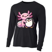Cute Axolotl Hugging Penguin Cooling Performance Long Sleeve Crew