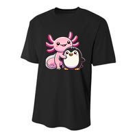 Cute Axolotl Hugging Penguin Youth Performance Sprint T-Shirt
