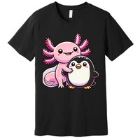 Cute Axolotl Hugging Penguin Premium T-Shirt