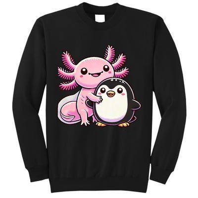Cute Axolotl Hugging Penguin Tall Sweatshirt
