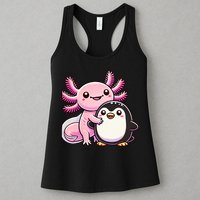 Cute Axolotl Hugging Penguin Womens Tank Top