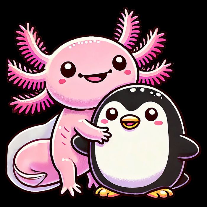 Cute Axolotl Hugging Penguin Pom Pom 12in Knit Beanie