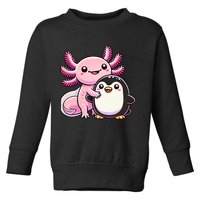 Cute Axolotl Hugging Penguin Toddler Sweatshirt