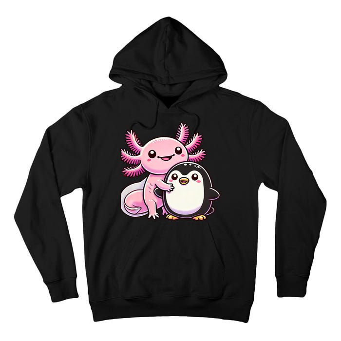 Cute Axolotl Hugging Penguin Tall Hoodie