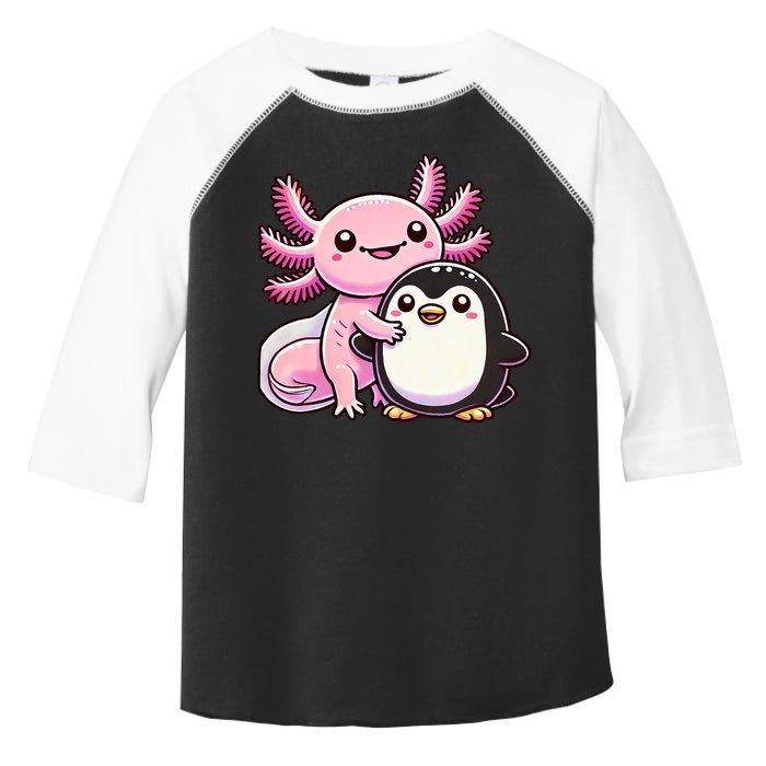 Cute Axolotl Hugging Penguin Toddler Fine Jersey T-Shirt