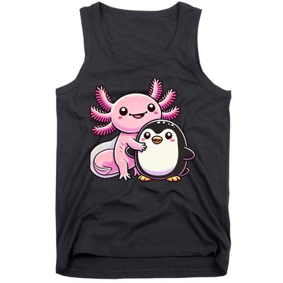 Cute Axolotl Hugging Penguin Tank Top