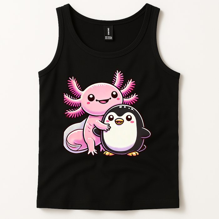 Cute Axolotl Hugging Penguin Tank Top