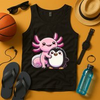 Cute Axolotl Hugging Penguin Tank Top