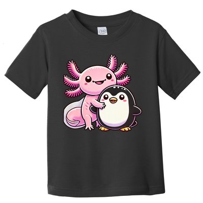 Cute Axolotl Hugging Penguin Toddler T-Shirt