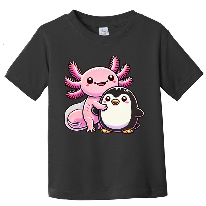 Cute Axolotl Hugging Penguin Toddler T-Shirt