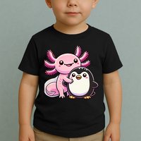 Cute Axolotl Hugging Penguin Toddler T-Shirt