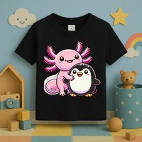 Cute Axolotl Hugging Penguin Toddler T-Shirt